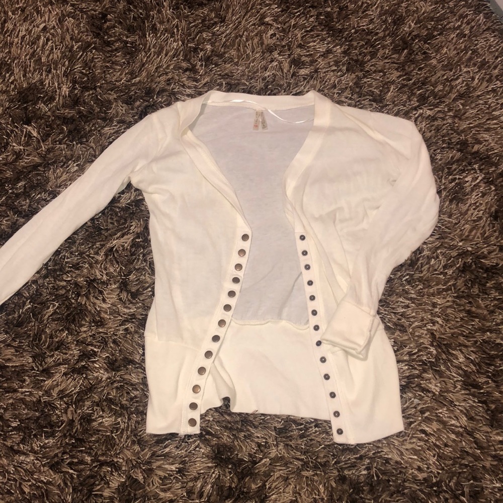 cute white sweater with buttons